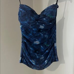 Blue Print Cowl Neck Tank Top